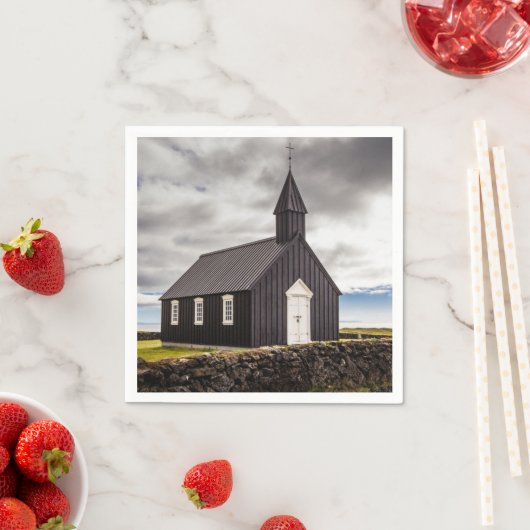 Die Schwarze Kirche Budir, Island Serviette (Beispiel)