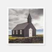 Die Schwarze Kirche Budir, Island Serviette (Vorderseite)