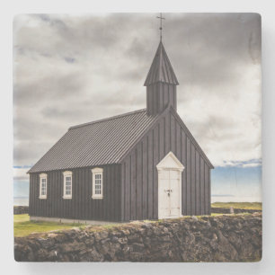 Die Schwarze Kirche Budir, Island Steinuntersetzer