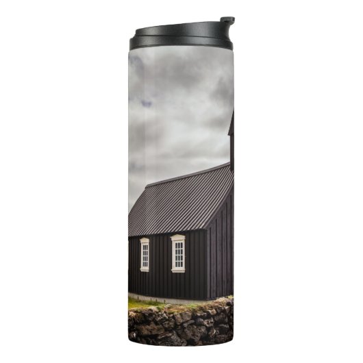 Die Schwarze Kirche Budir, Island Thermosbecher (Nach links gedreht)