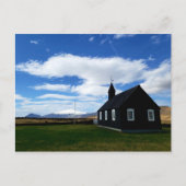 Die schwarze Kirche von Budir auf der Postkarte (Vorderseite)