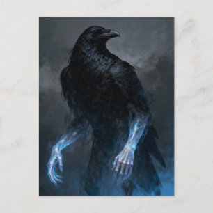 Die schwarze Krähe mit menschlichen Armen dunkle F Postkarte