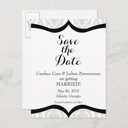 Die schwarze Krawatte Save the Date Ankündigungspostkarte (Vorne/Hinten)