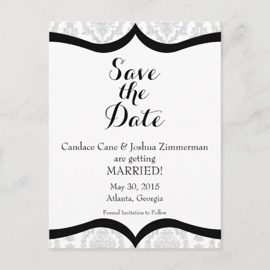 Die schwarze Krawatte Save the Date Ankündigungspostkarte (Vorderseite)