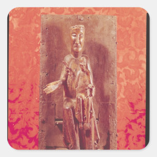 Die Schwarze Madonna, Katalanische Schule, 11. Jah Quadratischer Aufkleber