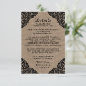 Die schwarze Spitze der rustikalen Hochzeitskollek Begleitkarte (Stehend Vorderseite)