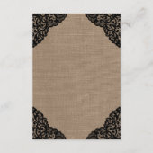 Die schwarze Spitze der rustikalen Hochzeitskollek Begleitkarte (Rückseite)