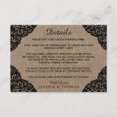 Die schwarze Spitze der rustikalen Hochzeitskollek Begleitkarte (Vorderseite)