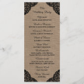 Die schwarze Spitze der rustikalen Hochzeitskollek Programm (Rückseite)