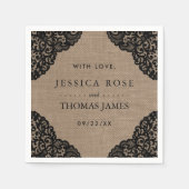 Die schwarze Spitze der rustikalen Hochzeitskollek Serviette (Vorderseite)