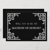 Die schwarze Swirl-Grenze wird mein Ehrenmatron se Einladung (Vorne/Hinten)