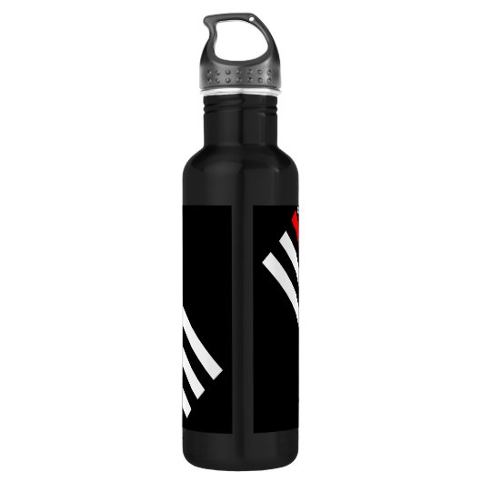 Die schwarze und weiße US-Flagge der dünnen roten  Trinkflasche (Rückseite)