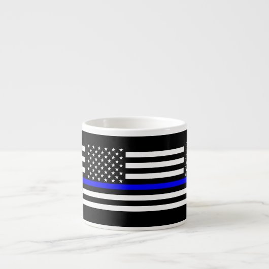 Die schwarze und weiße US-Flagge der Thin Blue Lin Espressotasse (Vorderseite)