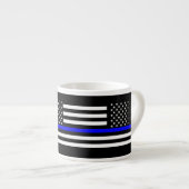 Die schwarze und weiße US-Flagge der Thin Blue Lin Espressotasse (Vorderseite Rechts)