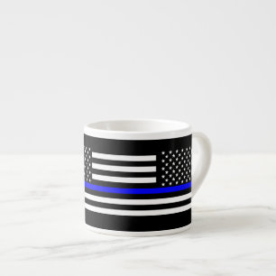 Die schwarze und weiße US-Flagge der Thin Blue Lin Espressotasse