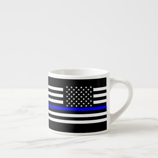 Die schwarze und weiße US-Flagge der Thin Blue Lin Espressotasse (Rechts)