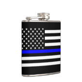 Die schwarze und weiße US-Flagge der Thin Blue Lin Flachmann (Rechts)