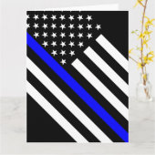 Die schwarze und weiße US-Flagge der Thin Blue Lin Karte (Gelbe Blume)