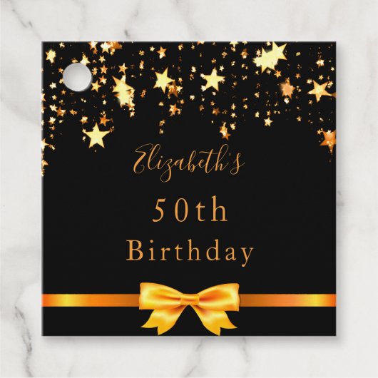 Die schwarzen goldenen Sterne von Birthday bedanke Geschenkanhänger (Vorderseite)