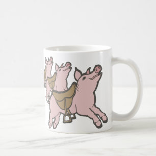 Die Schweine sind bereit zum Fliegen der Tasse des