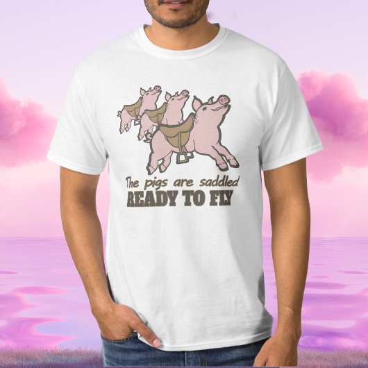 Die Schweine sind bereit zum Fliegen Slogan-Abschl T-Shirt