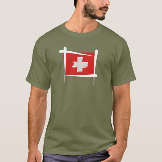 Die Schweiz-Bürsten-Flagge T-Shirt (Vorderseite)