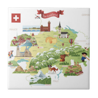 Die Schweiz-Cartoon-Karte Fliese
