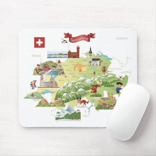 Die Schweiz-Cartoon-Karte Mousepad (Mit Mouse)
