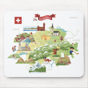Die Schweiz-Cartoon-Karte Mousepad