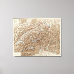 Die Schweiz, die Schweiz-Atlas-Karte Leinwanddruck