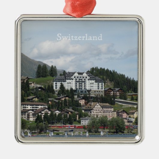 Die Schweiz-Erholungsort Verzierung Silbernes Ornament (Vorne)