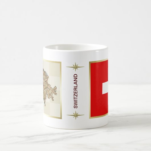 Die Schweiz-Flagge + Karten-Tasse Kaffeetasse (Mittel)