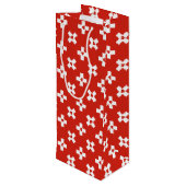 Die Schweiz-Flagge mit Herzmuster Geschenktüte Für Weinflaschen (Rückseite Schrägansicht)