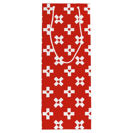 Die Schweiz-Flagge mit Herzmuster Geschenktüte Für Weinflaschen (Rückseite)