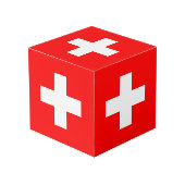 Die Schweiz-Flagge Würfel (Vorderseite Schrägansicht)