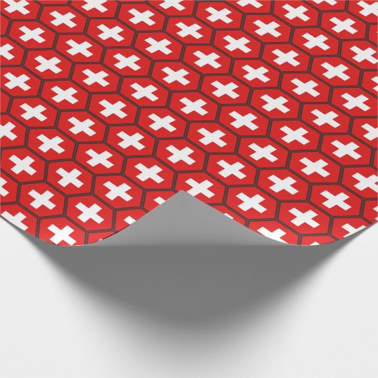 Die Schweiz-Flaggen-Bienenwaben-Packpapier Geschenkpapier (Ecke)