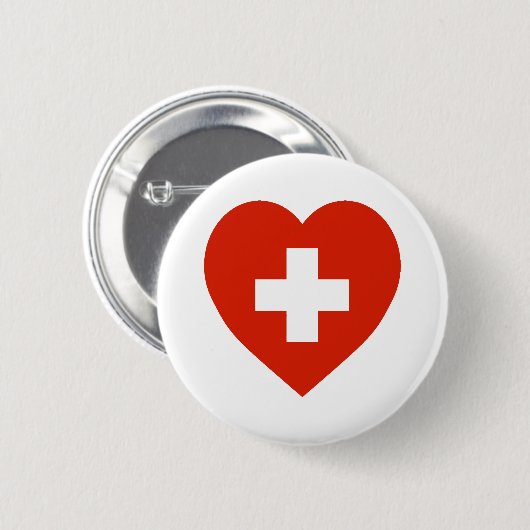 Die Schweiz-Flaggen-Herz Button (Vorne & Hinten)