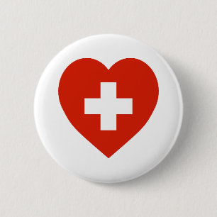 Die Schweiz-Flaggen-Herz Button