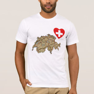 Die Schweiz-Flaggen-Herz und Karten-T - Shirt
