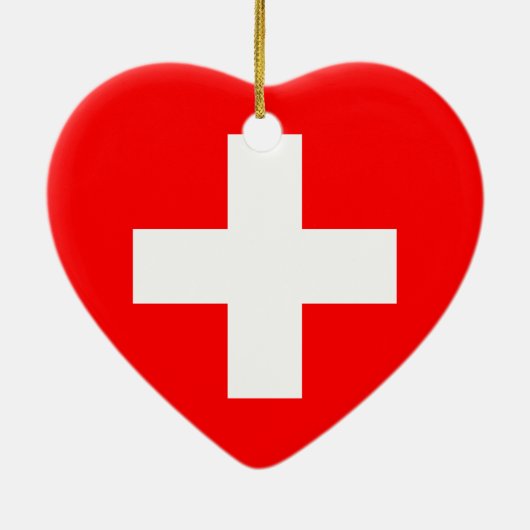 Die Schweiz-Flaggen-Herz-Verzierung Keramikornament (Hinten)