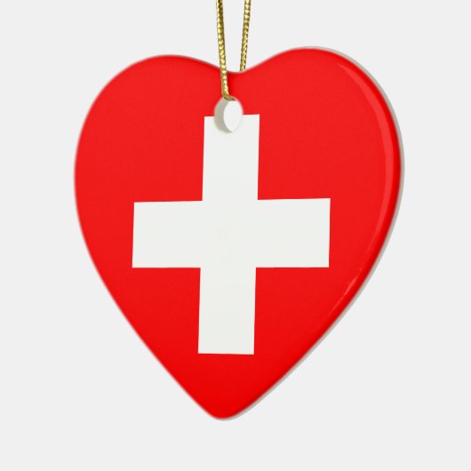 Die Schweiz-Flaggen-Herz-Verzierung Keramikornament (Links)