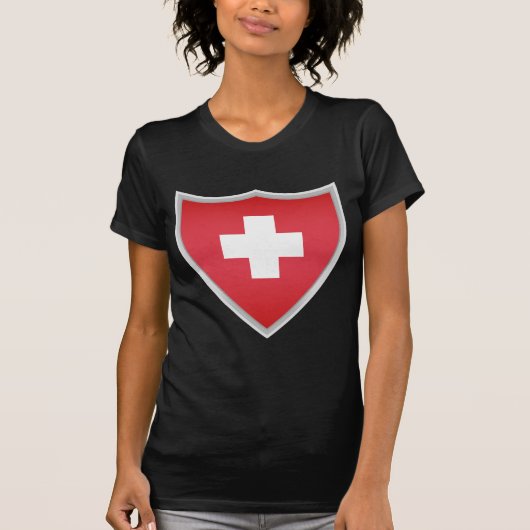 Die Schweiz-Flaggen-Schild T-Shirt (Vorderseite)