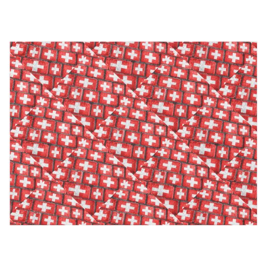 Die Schweiz-Flaggen-städtisches Schmutz-Muster Tischdecke (Vorderseite (Horizontal))