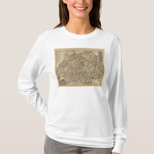 Die Schweiz gravierte Karte T-Shirt (Vorderseite)