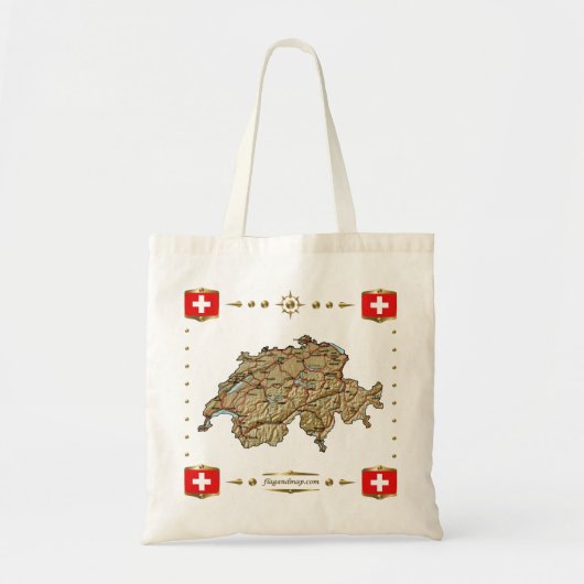 Die Schweiz-Karte + Flaggen-Tasche Tragetasche (Vorne)