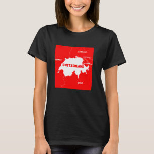 Die Schweiz kartografiert in Flaggenfarben. Nachba T-Shirt