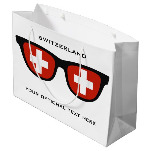 Die Schweiz schattiert kundenspezifische Text- u. Große Geschenktüte (Rückseite Schrägansicht)