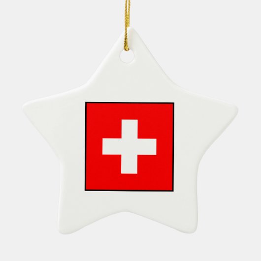 Die Schweiz - Schweizer Flagge Keramikornament (Vorne)