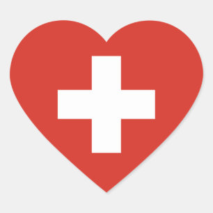 Die Schweiz/Schweizer Herz-Flagge Herz-Aufkleber