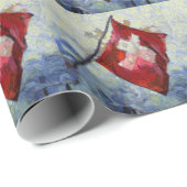 Die Schweizer Flagge in einem Sturm Geschenkpapier (Rolleneckpunkt)